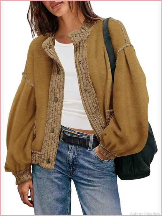 Sweaters - Lightweight Button Down Cardigan Sweatshirt with Pockets
